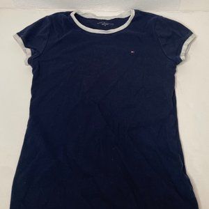 Tommy Hilfiger Navy Blue White Crewneck T-Shirt Womens Medium